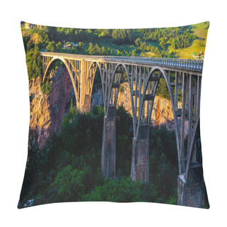 Personality  Beautiful Tara Bridge During Sunset In Montenegro Pillow Covers