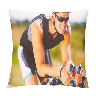 Personality  Triathlete Cycling On A Bicycle Pillow Covers