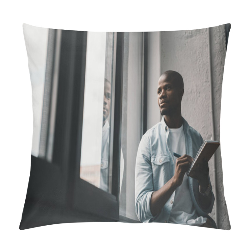 Personality  african american man looking at window pillow covers