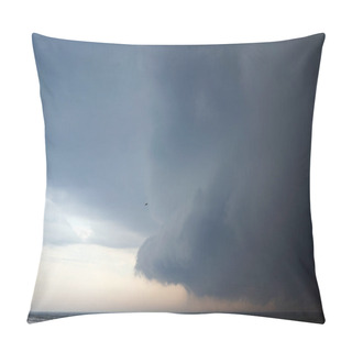 Personality  Thoundstorm With Dark Clouds Coming Over The Calm Lake With An Alone Bird Flying In The Sky To The Storm Pillow Covers