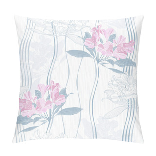 Personality  Seamless Alstromeria Flowers Pattern Pillow Covers