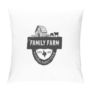 Personality  Family Farm Logo Design. Beef Label Emblem Logo Design. Vector Illustration Pillow Covers