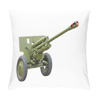Personality  The 76-mm Russian Division Cannon Gun From WWII.Isolated. Pillow Covers