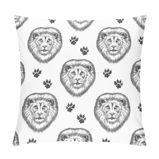 Personality  Seamless Pattern With Lion Head Pillow Covers