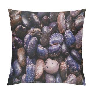 Personality  Close-up View Of Raw Dry Purple Haricot Beans Texture Pillow Covers