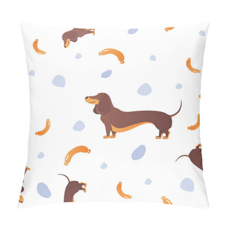Personality  Seamless Pattern With Dogs And Sausage Pillow Covers