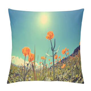 Personality  Yellow Flowers And Green Grass Pillow Covers