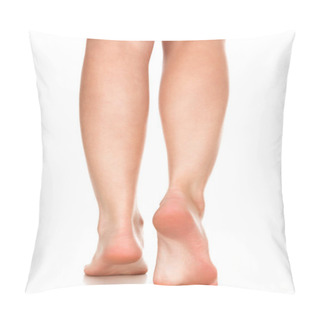 Personality  Closeup Shot Of Female Bare Feet, Isolated On White Background Pillow Covers