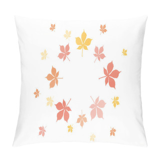 Personality  Round Frame Of Autumnal Leaves Pillow Covers