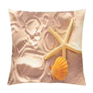 Personality  Sea Star, Shell And Prints On Sand Pillow Covers