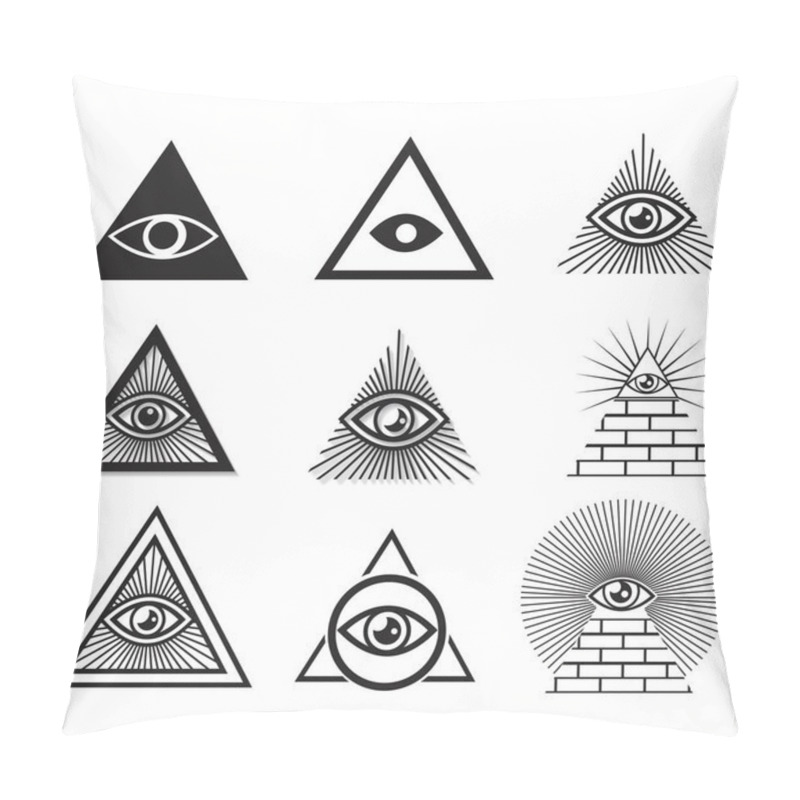 Personality  Egyptian pyramids icon set in flat and line style pillow covers