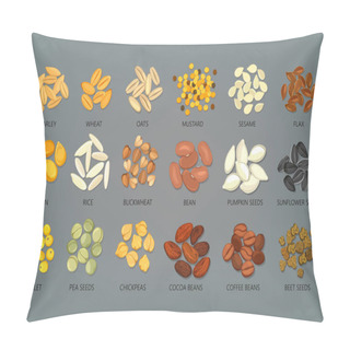 Personality  Food Seeds And Grains, Beans Of Coffee And Cocoa Pillow Covers