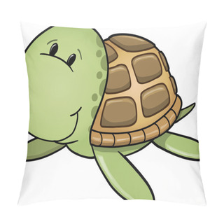 Personality  Cute Happy Sea Turtle Vector Illustration Pillow Covers