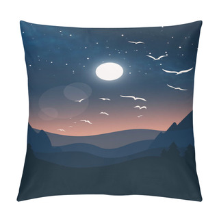 Personality  Minimalistic Night Winter Landscape Pillow Covers