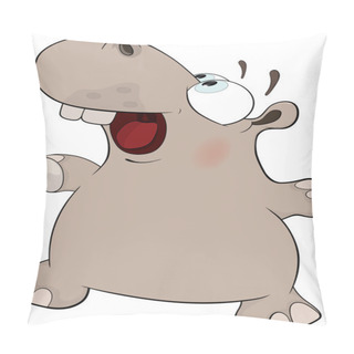 Personality  Little Grey To Hippopotamus With An Open Mouth Pillow Covers