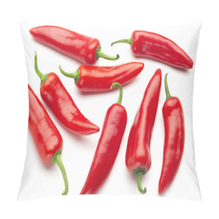 Personality  Group Of Red Chilies On White Background Pillow Covers