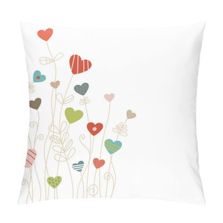 Personality  Corner Hearts And Flowers Pattern Background Retro Colors Pillow Covers