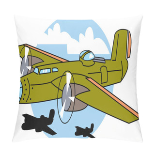 Personality  Green Bomber Plane Flying Near Other Planes Pillow Covers