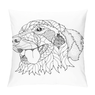 Personality  Golden Retriever Dog In Zentangle And Stipple Style. Vector Illustration. Anti Stress Coloring Book For Adults And Kids. Pillow Covers