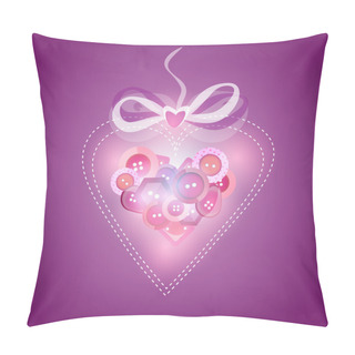 Personality  Pink Heart Filled With Buttons - Vector Illustration Pillow Covers