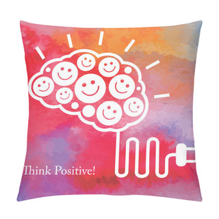 Personality  Positive Thinking. Business Concept. Vector Watercolor Background. Pillow Covers