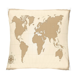 Personality  An Old Map Of The World. Vector Illustration. Pillow Covers