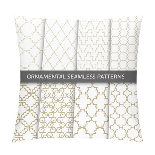 Personality  Ornamental Grid Patterns In Vintage Style Pillow Covers
