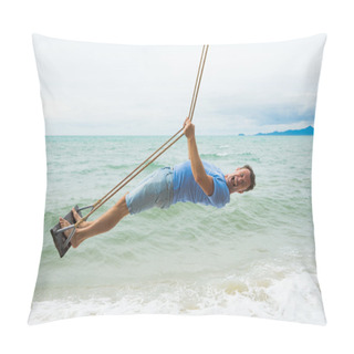 Personality   Funny Man On The Beach Swing Pillow Covers