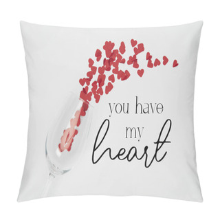 Personality  Top View Of Wine Glass And Small Paper Cut Hearts On White Background With 