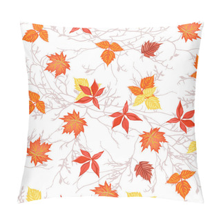 Personality  Bright Autumn Leaves On Branches Seamless Vector Print Pillow Covers