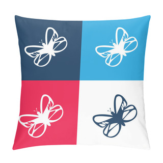 Personality  Beautiful Butterfly Blue And Red Four Color Minimal Icon Set Pillow Covers