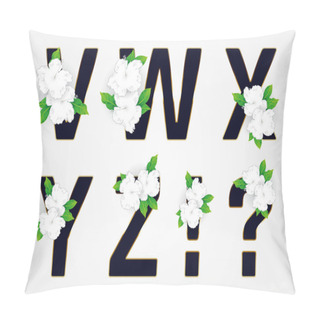 Personality  Black Letters, Question Mark, Exclamation Mark And White Flowers Isolated On White Pillow Covers