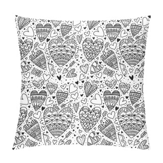 Personality  Beautiful Pattern With Doodle Hearts. Beautiful Children's Coloring Page For Valentine's Day, Love Pillow Covers