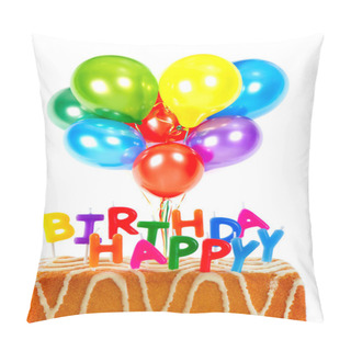 Personality  Birthday Cake With Candles And Colorful Balloons Pillow Covers