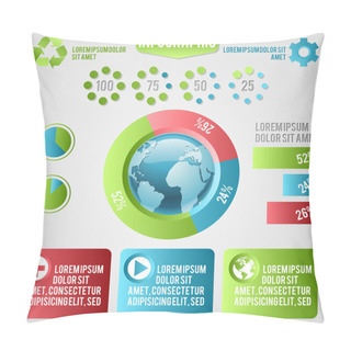 Personality  Ecology Info Graphics, Elements And Icons Pillow Covers