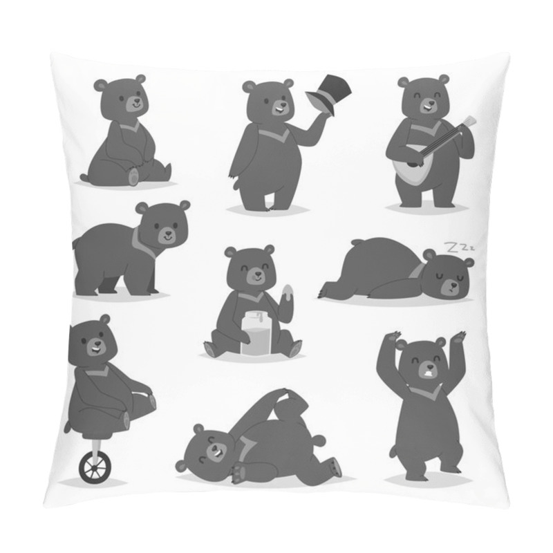Personality  Cartoon bear vector set. pillow covers