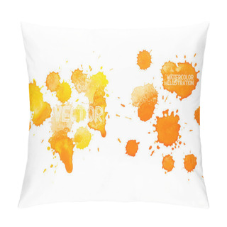Personality  Colorful Abstract Hand Drawn Watercolour Aquarelle Yellow Orange Art Drop Splatter Stain Paint On White Background Pillow Covers