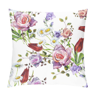 Personality  Watercolor Delicate Flowers Bouquet. Floral Seamless Pattern On A White Background.  Beautiful  Hand Pattern For Decoration And Design.  Pillow Covers
