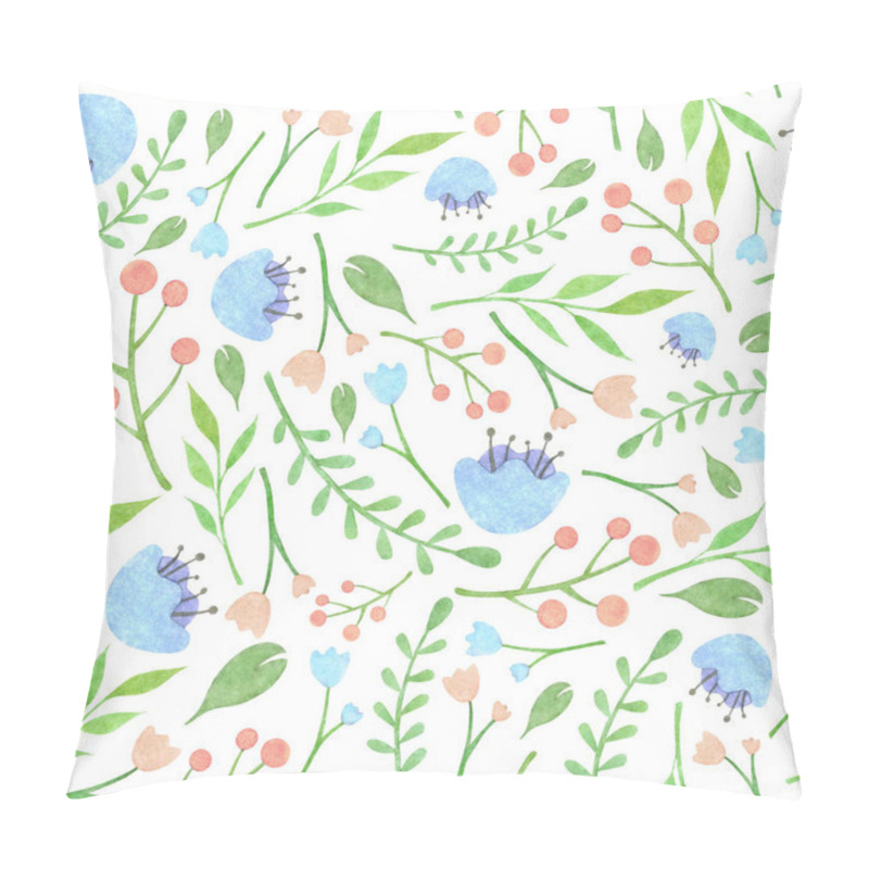 Personality  Watercolor floral pattern with blue flowers on white background pillow covers