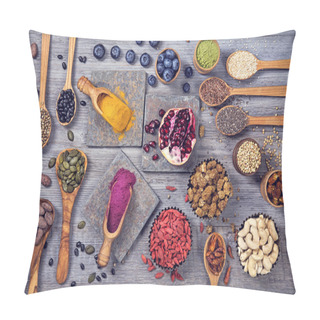 Personality  Super Foods In Spoons And Bowls Pillow Covers