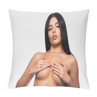 Personality  Erotic Fantasy. Sensual Girl With Nude Body. Erotic Games And Desire. Silicone Boobs Surgery. Female Breast Implant. Breast Cancer Concept. Womens Beauty And Health. Sexy Woman Cover Bare Chest Pillow Covers