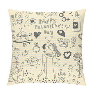 Personality  Vector Valentine Doodles Set Pillow Covers