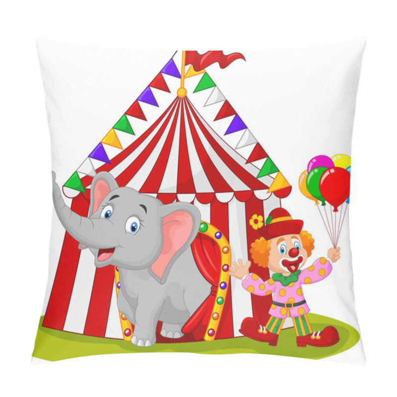 Personality  Cartoon Cute Elephant And Clown With Circus Tent Pillow Covers