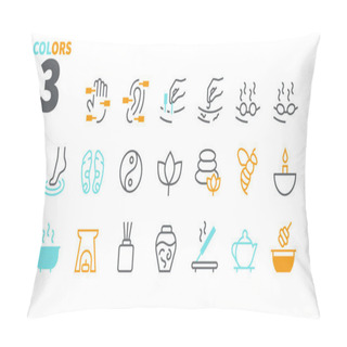 Personality  Set Of Alternative Medicine Line Icons On White Background Pillow Covers