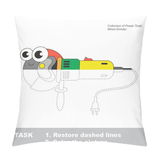Personality  Power Tool To Be Colored. Vector Trace Game. Pillow Covers