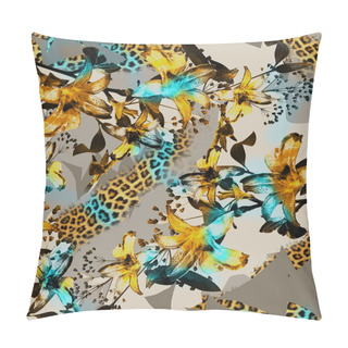 Personality Flowers And Leopard Background Pillow Covers
