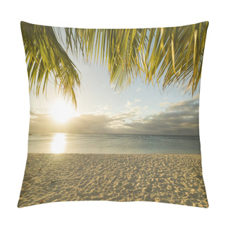 Personality  View Through Palm Tree Leaves To Seascape Background Pillow Covers