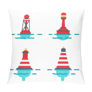 Personality  Striped Buoys In Water Isolated Illustrations Set Pillow Covers