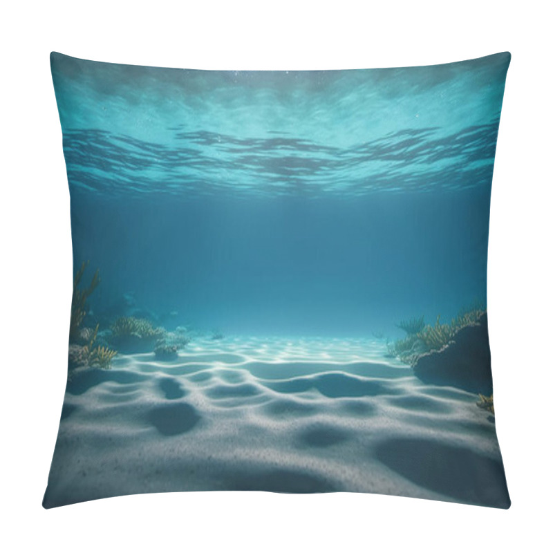 Personality  Underwater Sea - Deep Abyss With Blue Sun light. 3D Illustration Concept pillow covers