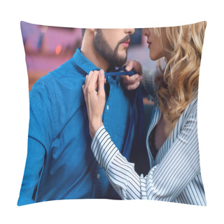 Personality  Young Couple Flirting  Pillow Covers